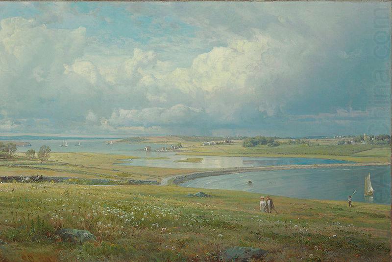 Mackerel Cove, Jamestown, Rhode Island, oil on canvas painting by William Trost Richards, laid down on masonite, William Trost Richards